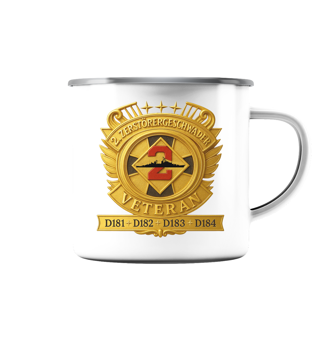 2. Zerstörergeschwader - Veteran - Emaille Tasse (Silber)