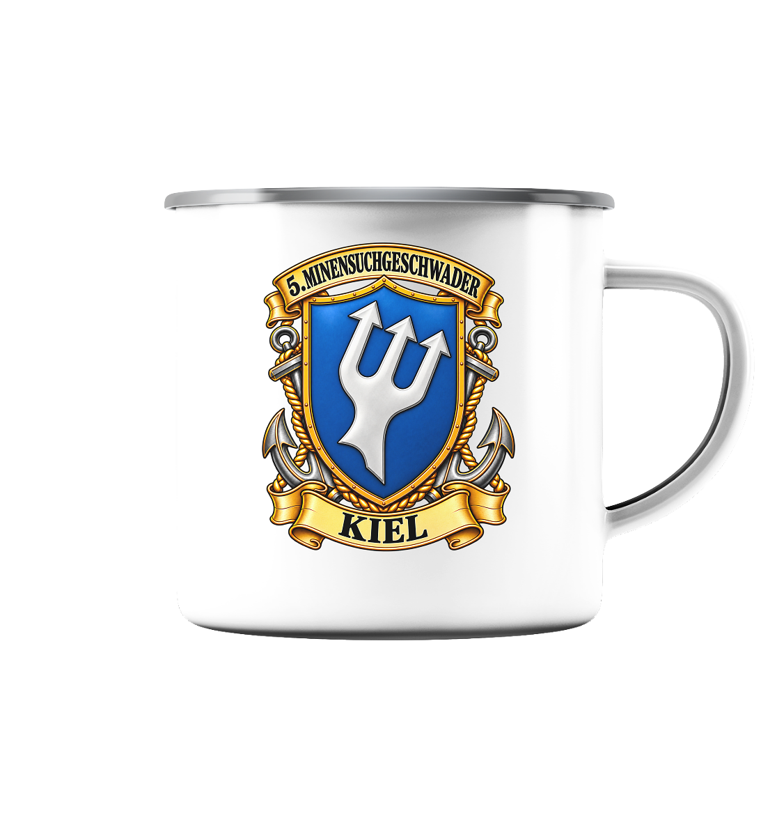 Wappen 5. Minensuchgeschwader - KIEL - Emaille Tasse (Silber)