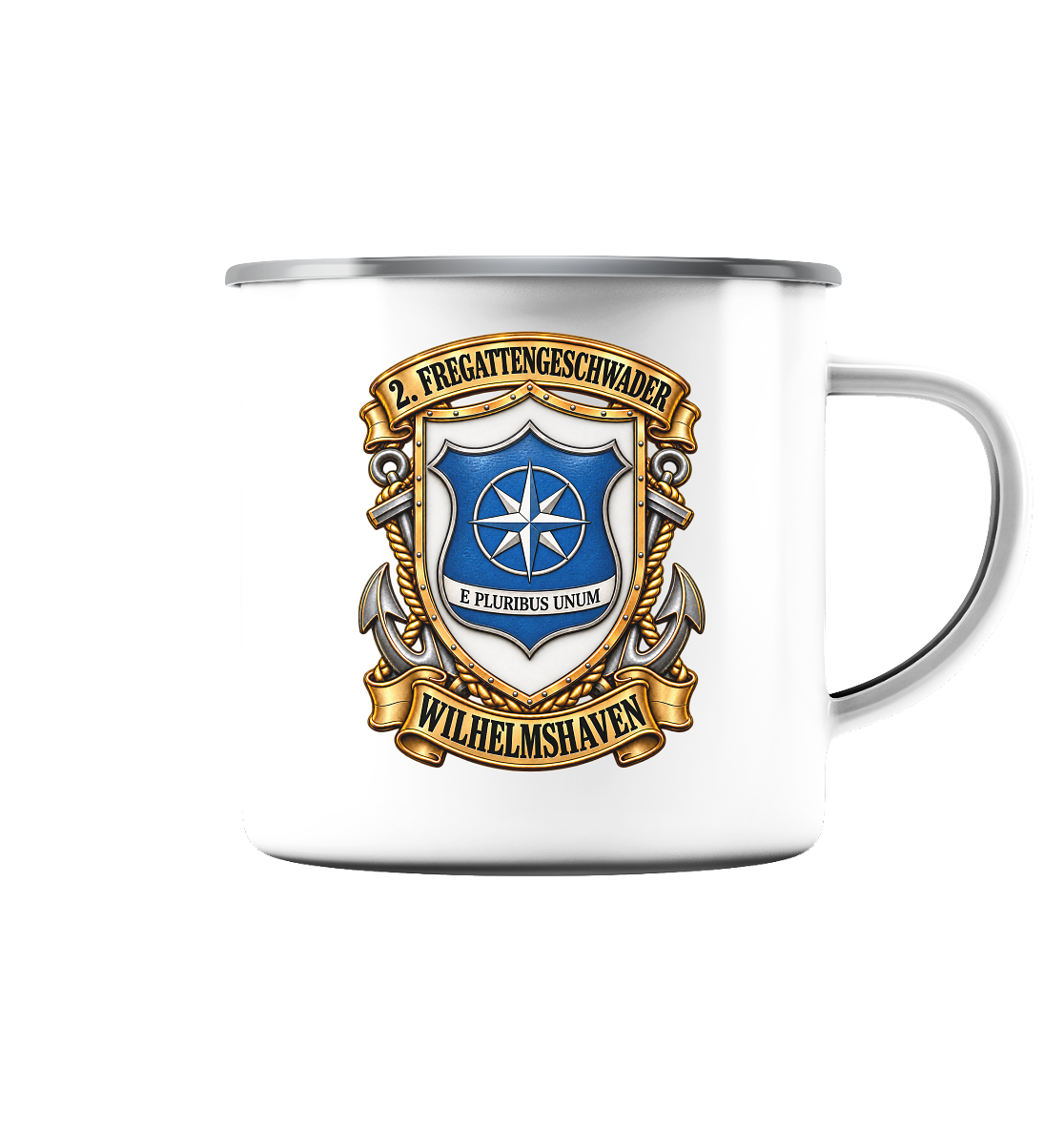Wappen 2. Fregattengeschwader - Wilhelmshaven - Emaille Tasse (Silber)