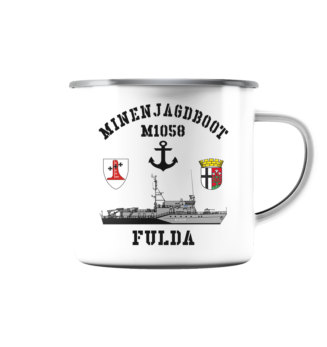 Mij.-Boot M1058 FULDA Anker 1.MSG - Emaille Tasse (Silber)