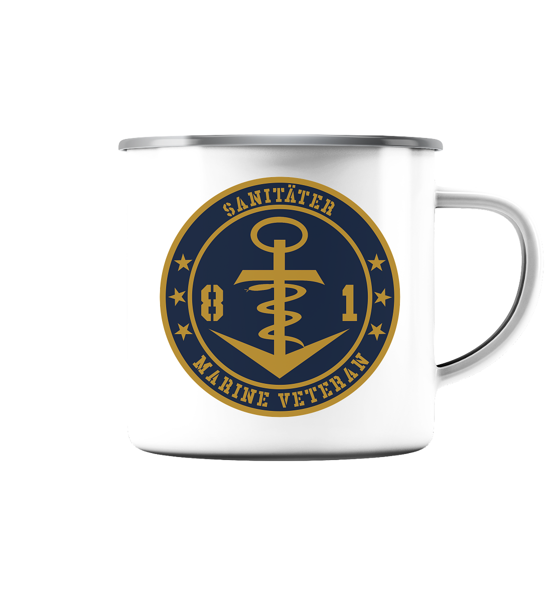 Marine Veteran 81er SANITÄTER - Emaille Tasse (Silber)