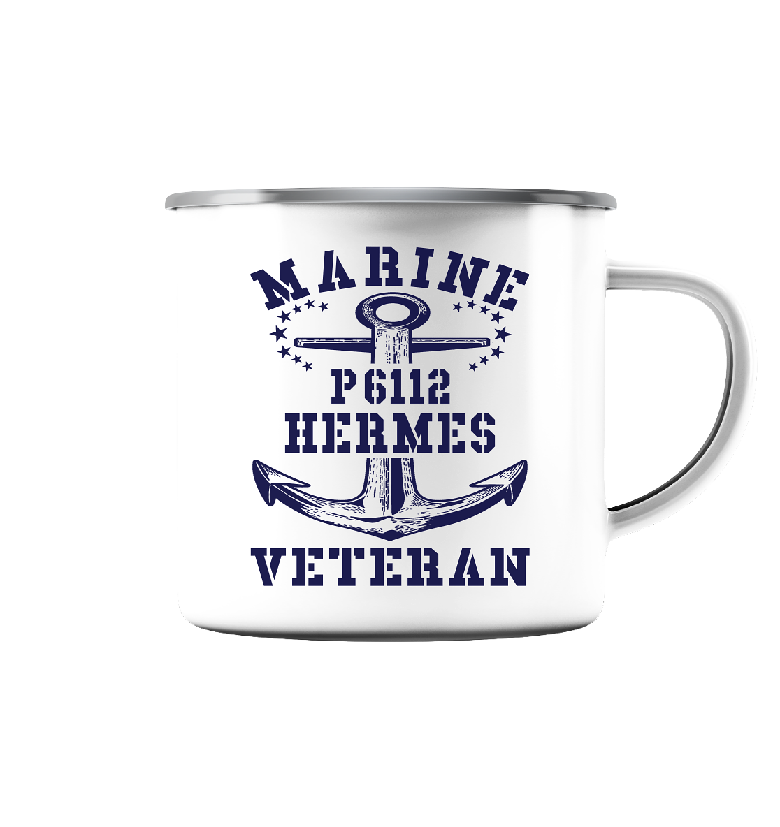 U-Jagdboot P6112 HERMES Marine Veteran - Emaille Tasse (Silber)