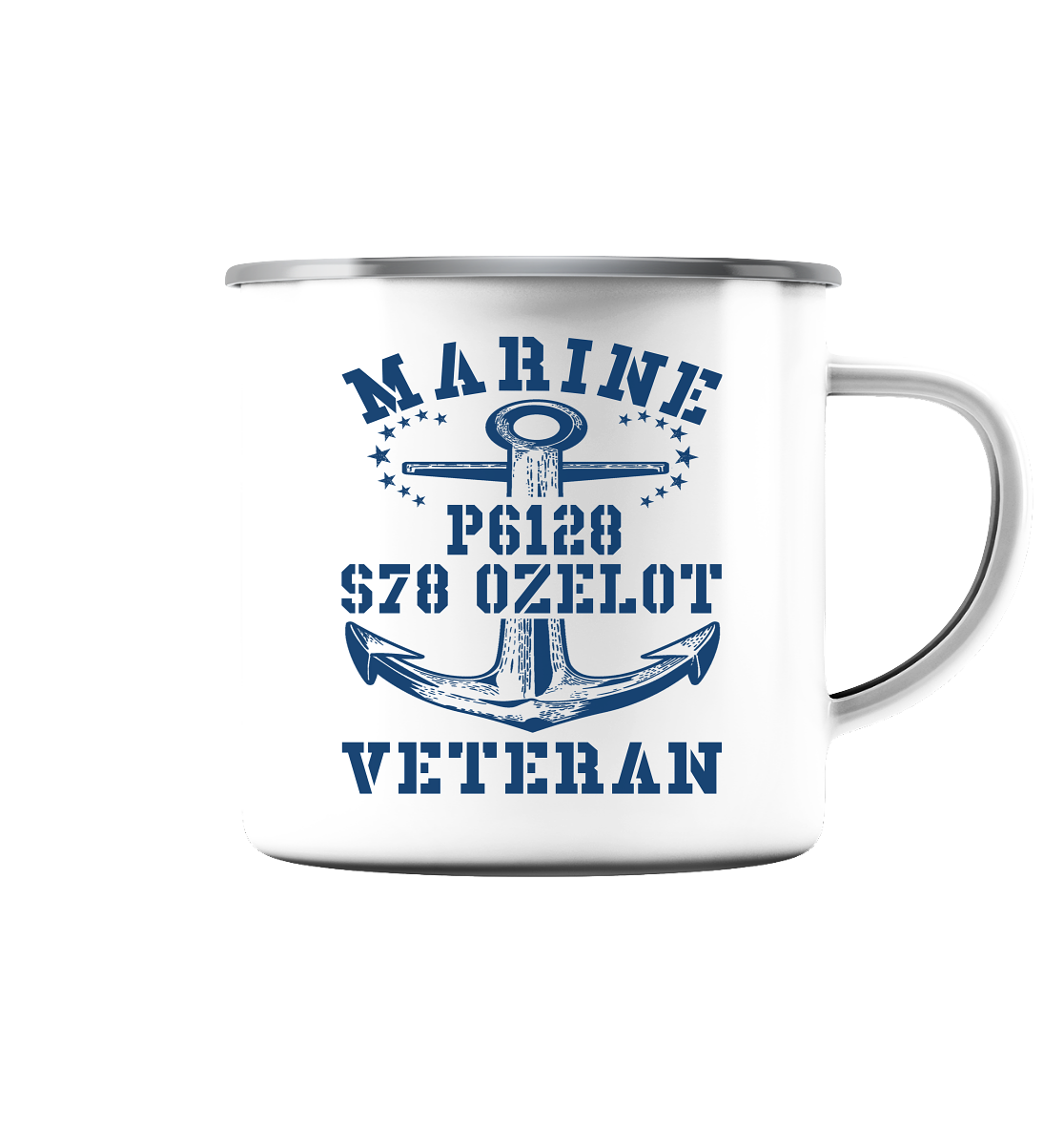FK-Schnellboot P6128 OZELOT Marine Veteran - Emaille Tasse (Silber)