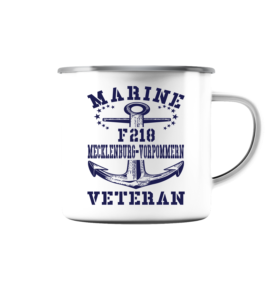 Fregatte F218 MECKLENBURG-VORPOMMERN Marine Veteran - Emaille Tasse (Silber)