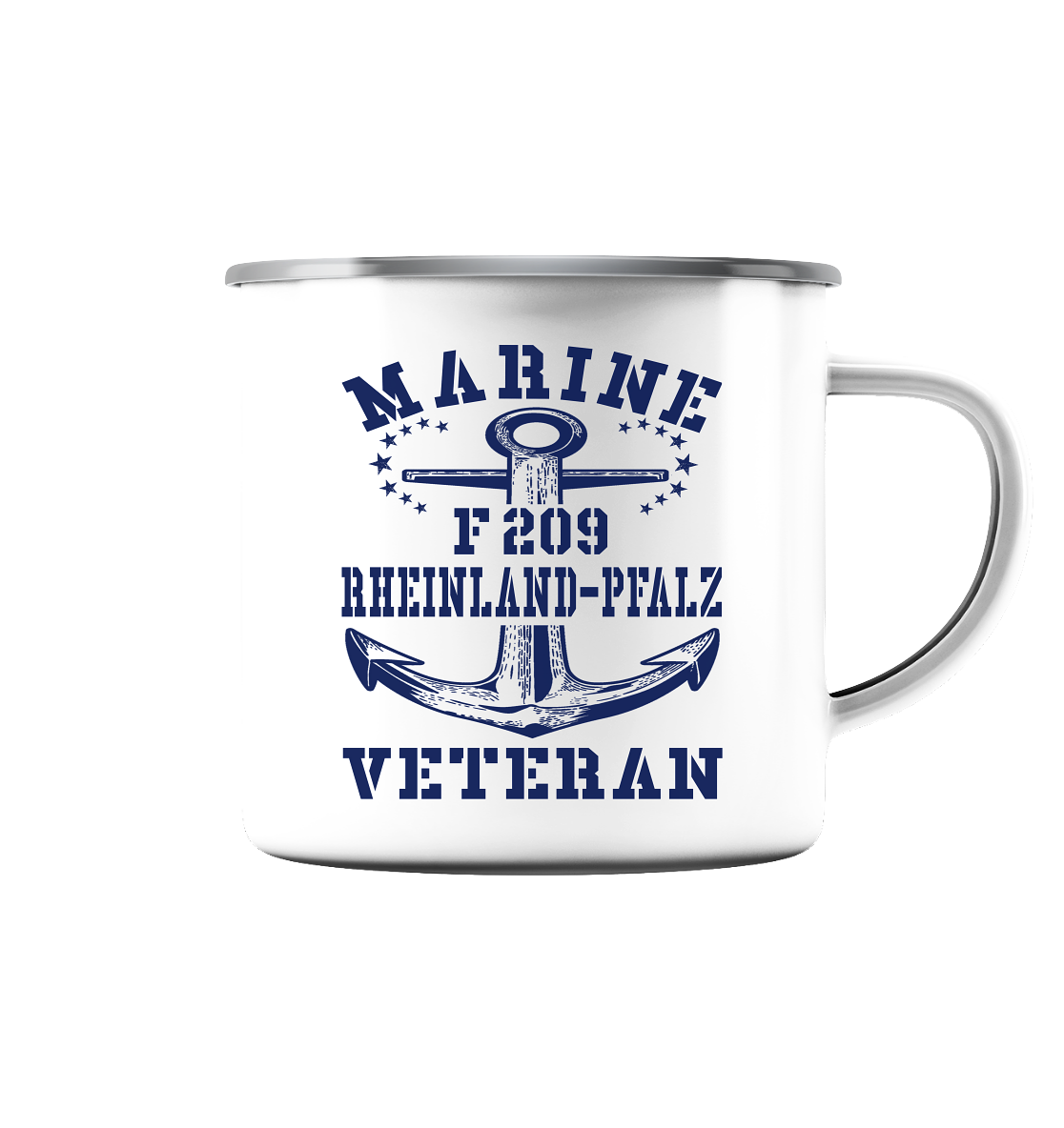 MV1 Fregatte F209 RHEINLAND-PFALZ - Emaille Tasse (Silber)