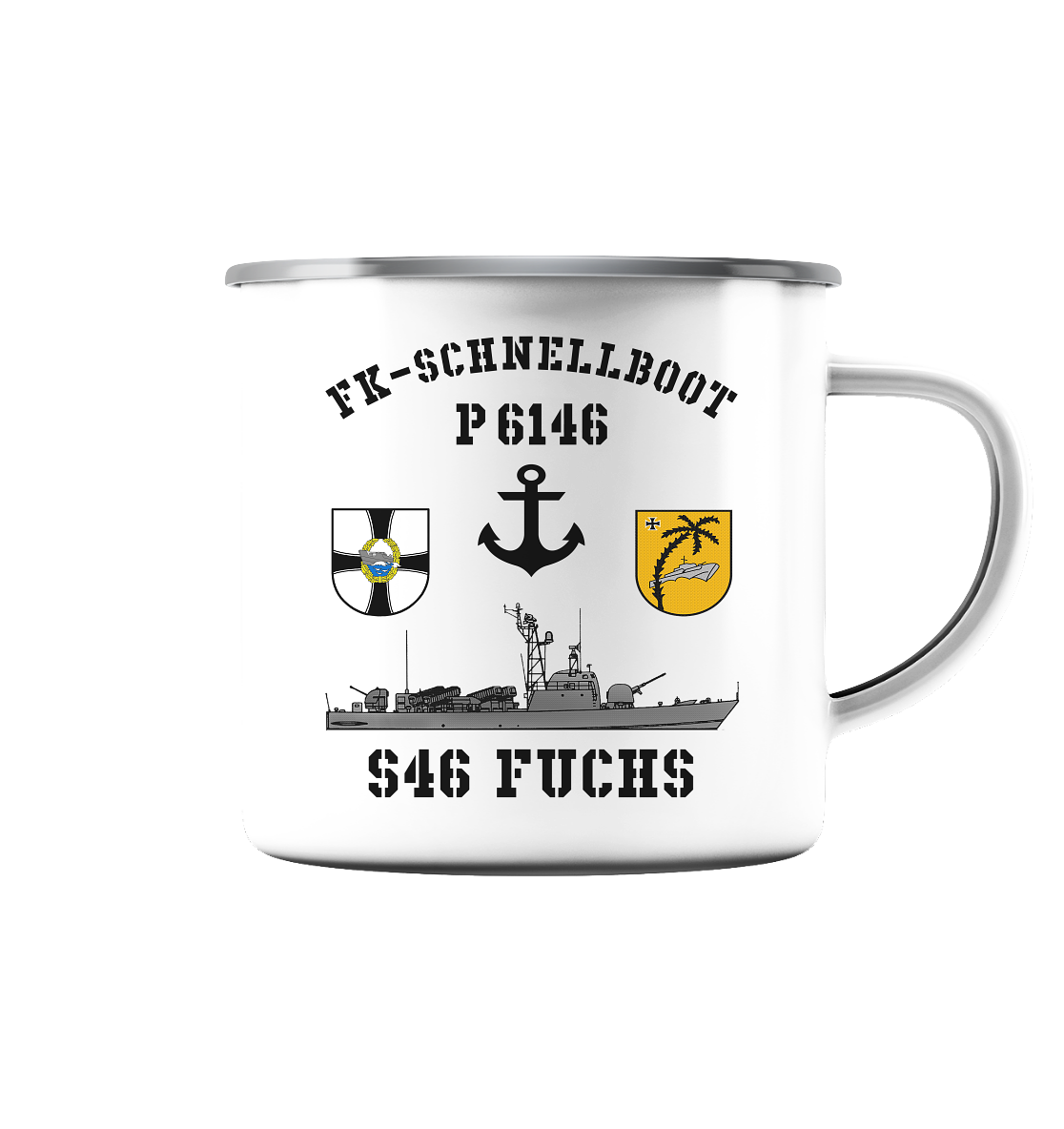 P6146 S46 FUCHS - Emaille Tasse (Silber)