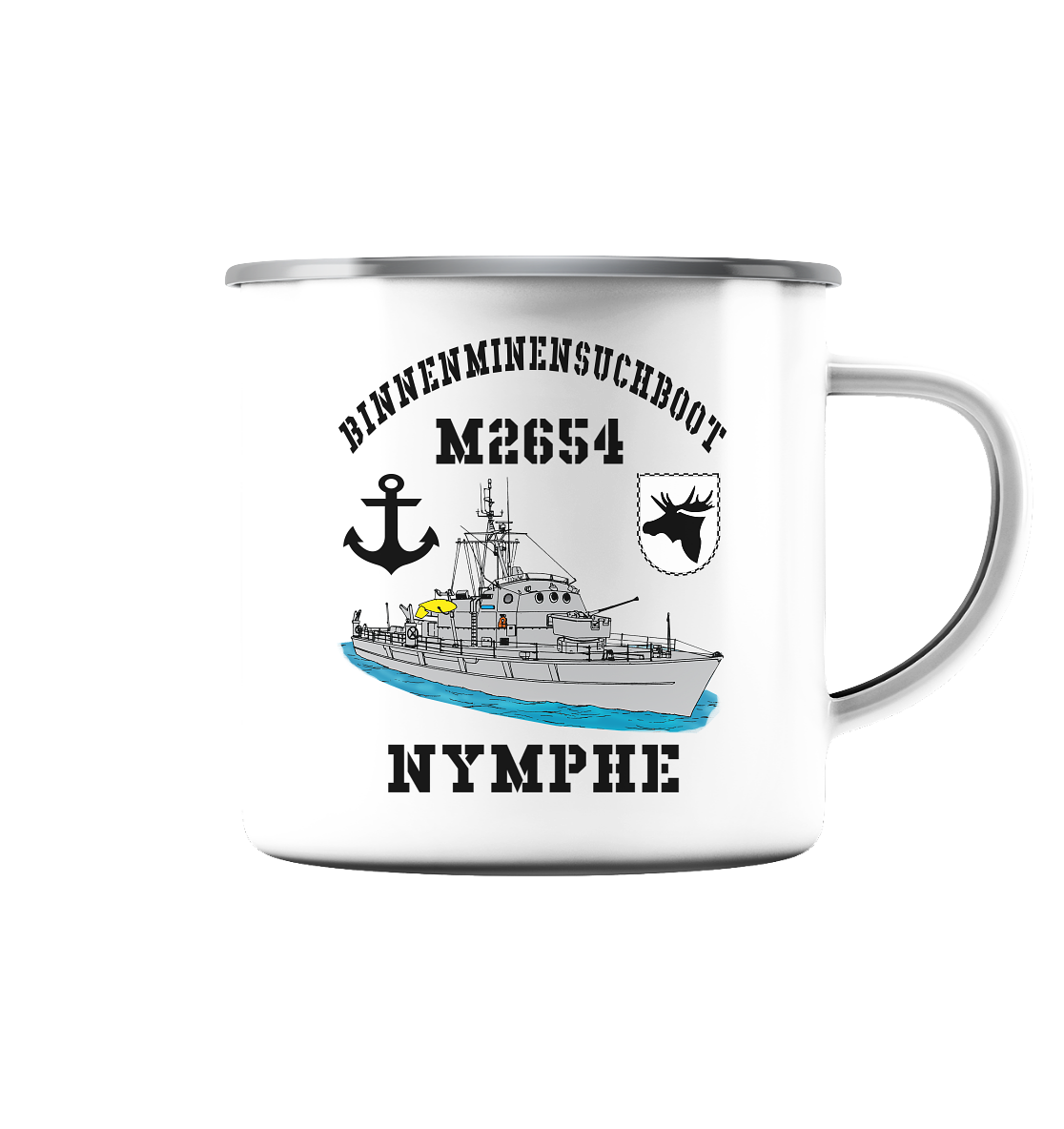 BIMI M2654 NYMPHE 3.MSG Anker - Emaille Tasse (Silber)