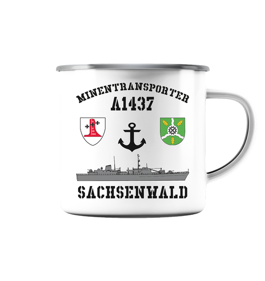 Minentransporter A1437 SACHSENWALD - Emaille Tasse (Silber)