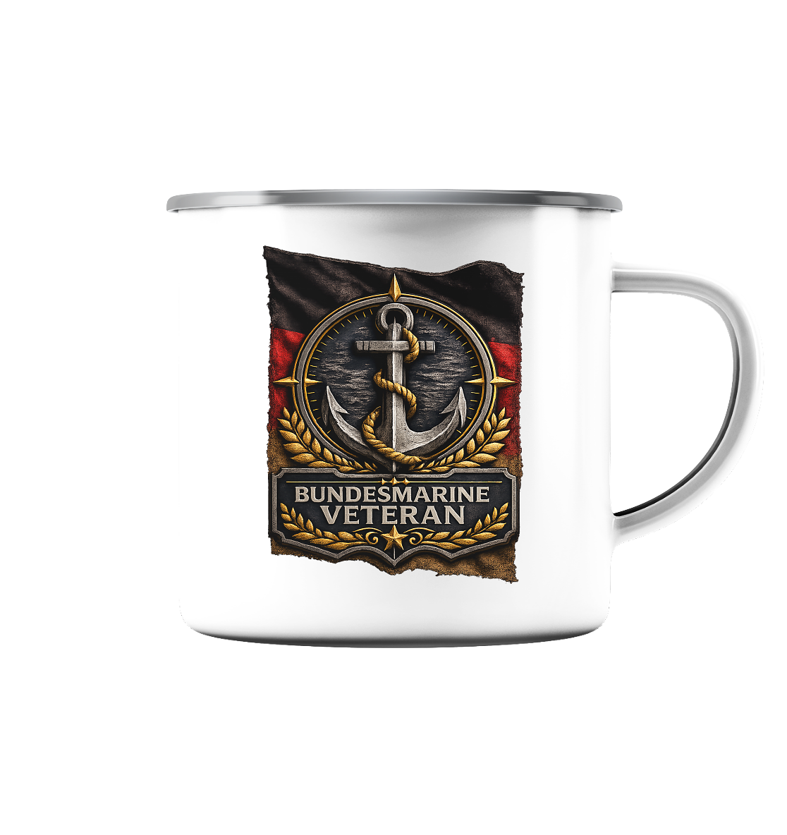 BUNDESMARINE VETERAN FLAGGE  - Emaille Tasse (Silber)