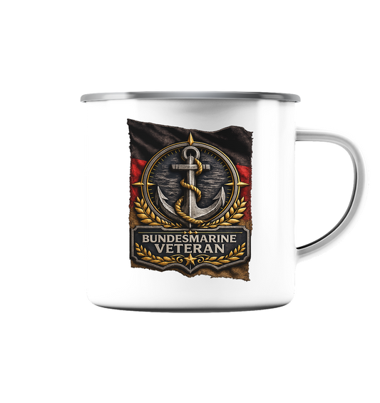 BUNDESMARINE VETERAN FLAGGE  - Emaille Tasse (Silber)