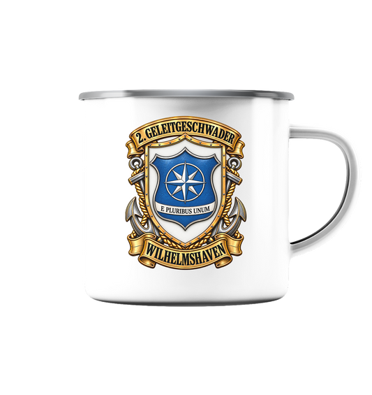 Wappen 2. Geleitgeschwader - Wilhelmshaven - Emaille Tasse (Silber)