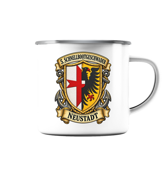 Wappen 5. Schnellbootgeschwader - NEUSTADT - Emaille Tasse (Silber)