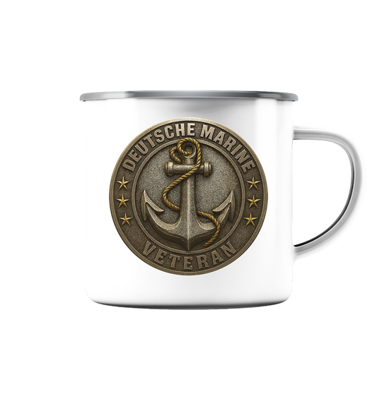 Deutsche Marine Veteran  - Metalleffekt  - Emaille Tasse (Silber)