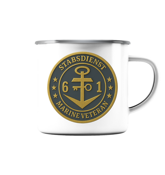 Marine Veteran 61er STABSDIENST - Metalleffekt - Emaille Tasse (Silber)