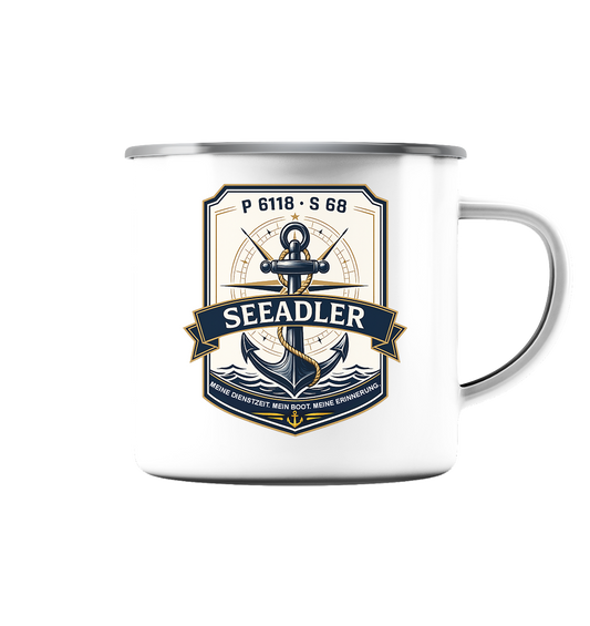P6118 S68 SEEADLER - Emaille Tasse (Silber)