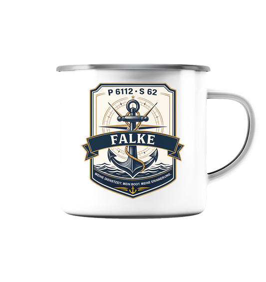 P6112 S62 FALKE - Emaille Tasse (Silber)