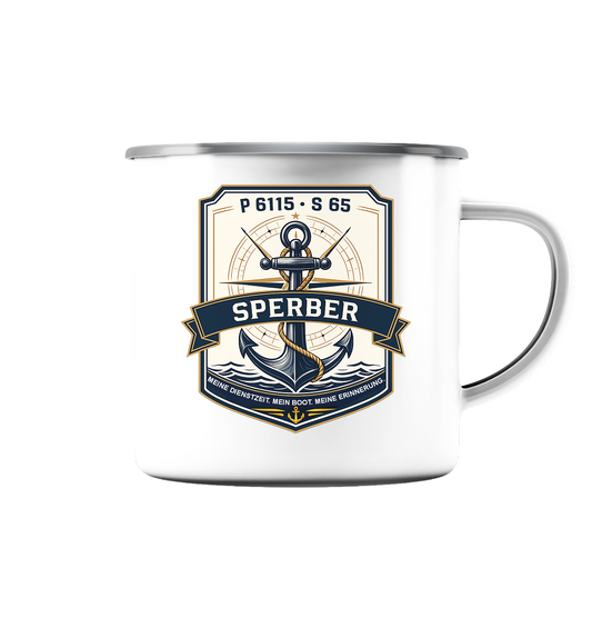 P6115 S65 SPERBER  - Emaille Tasse (Silber)