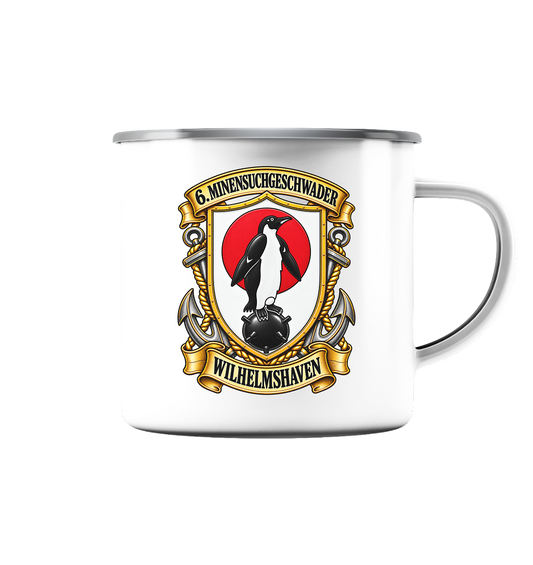 Wappen 6. Minensuchgeschwader - WILHELMSHAVEN - Emaille Tasse (Silber)