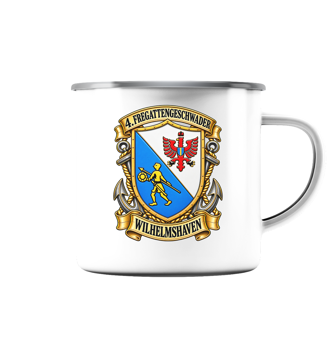 Wappen 4. Fregattengeschwader - Wilhelmshaven  - Emaille Tasse (Silber)