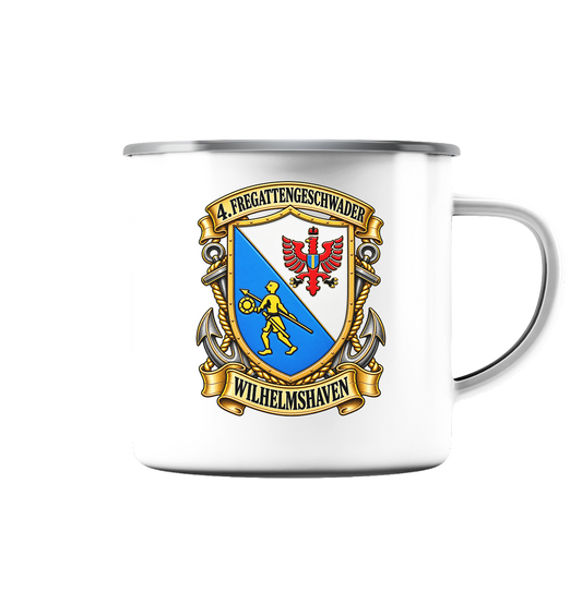 Wappen 4. Fregattengeschwader - Wilhelmshaven  - Emaille Tasse (Silber)