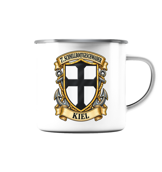 Wappen 7. Schnellbootgeschwader - KIEL - Emaille Tasse (Silber)