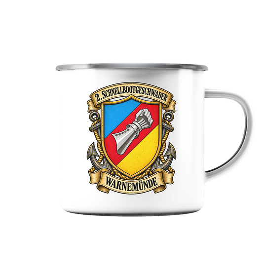 Wappen 2. Schnellbootgeschwader - Warnemünde - Emaille Tasse (Silber)