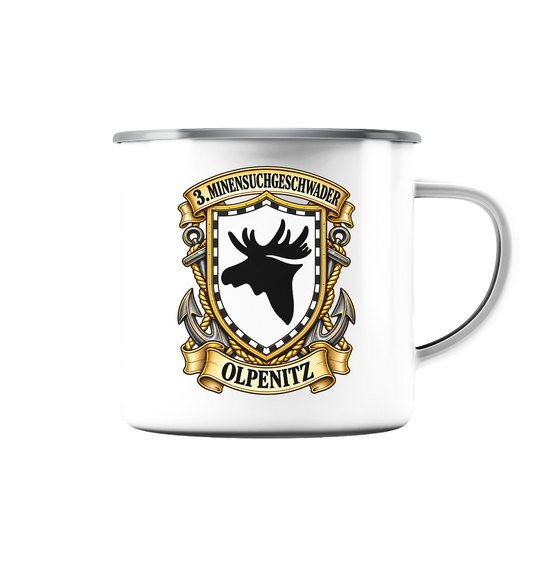 Wappen 3. Minensuchgeschwader - OLPENITZ - Emaille Tasse (Silber)