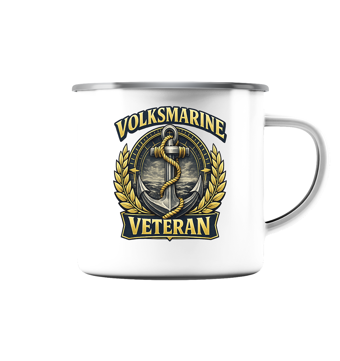 VOLKSMARINE VETERAN  - Emaille Tasse (Silber)