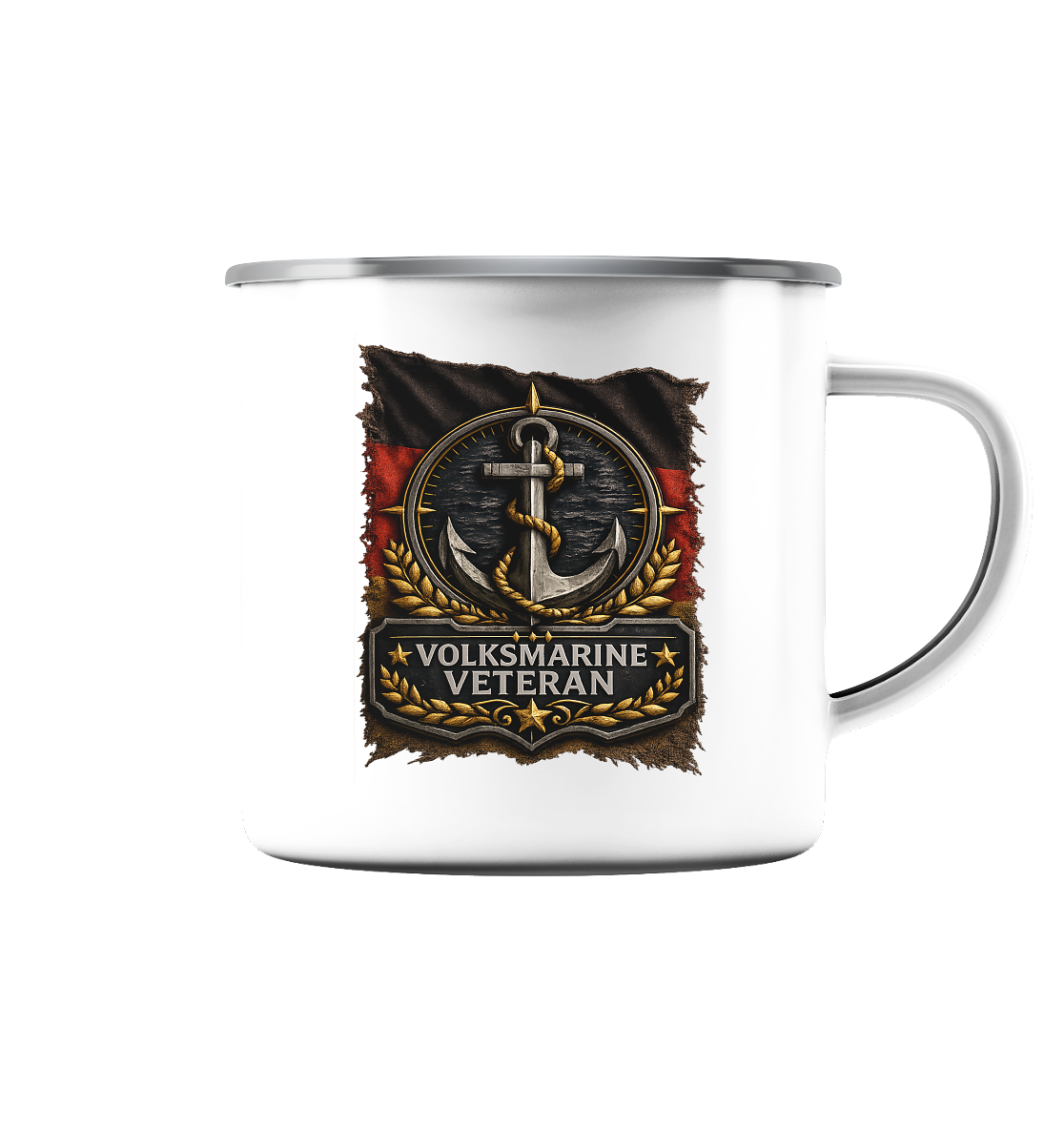 VOLKSMARINE VETERAN FLAGGE - Emaille Tasse (Silber)