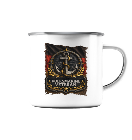VOLKSMARINE VETERAN FLAGGE - Emaille Tasse (Silber)