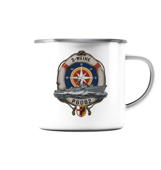 P6082 S-WEIHE - 5.SG - Emaille Tasse (Silber)