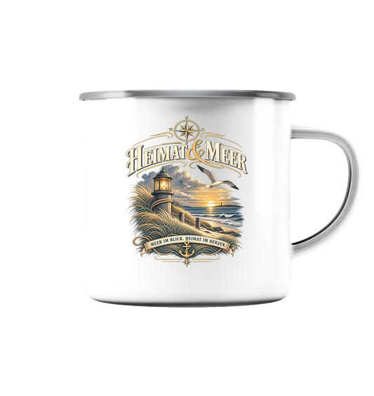 Heimat & Meer - Meer im Blick. Heimat im Herzen. - Emaille Tasse (Silber)