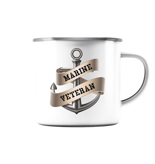 Anker MARINE VETERAN - Emaille Tasse (Silber)
