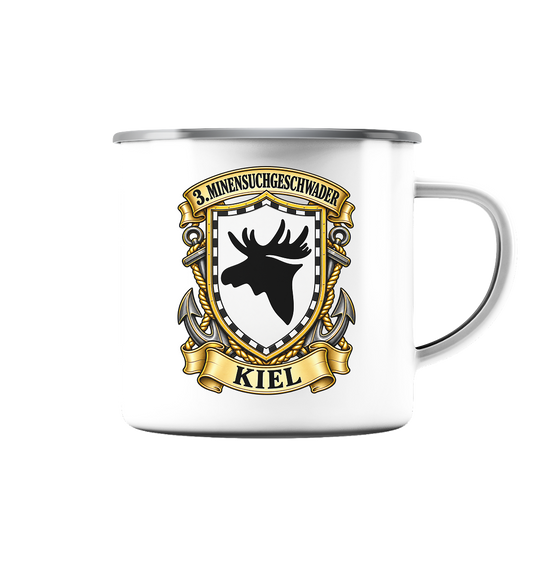 Wappen 3. Minensuchgeschwader - KIEL - Emaille Tasse (Silber)
