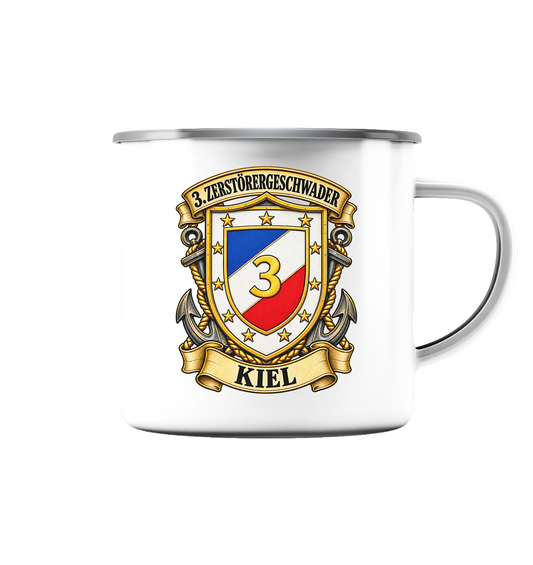 Wappen 3. Zerstörergeschwader - KIEL - Emaille Tasse (Silber)