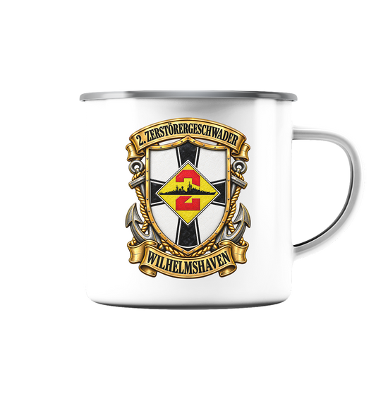 Wappen 2. Zerstörergeschwader - WILHELMSHAVEN - Emaille Tasse (Silber)