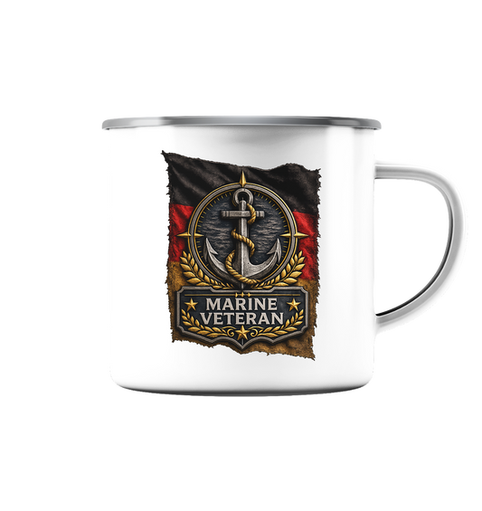 MARINE VETERAN FLAGGE - Emaille Tasse (Silber)