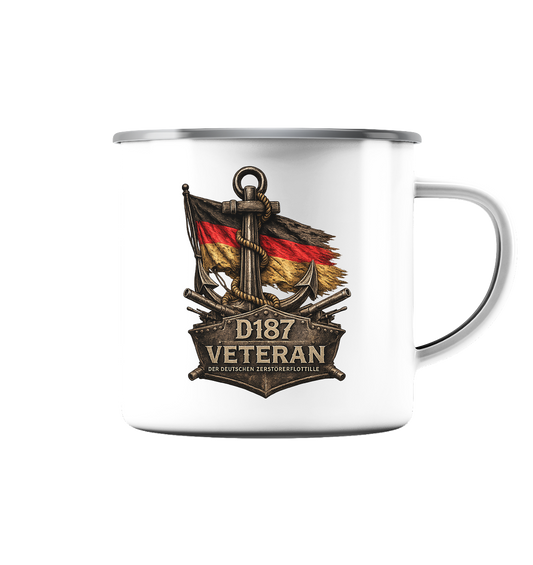 Veteran D187 Flagge - Emaille Tasse (Silber)