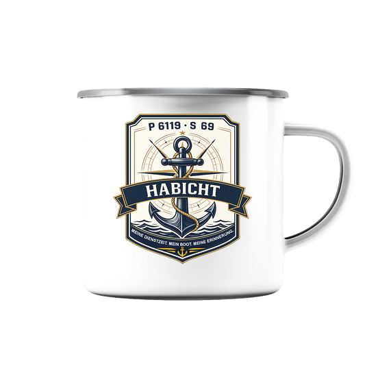 P6119 S69 HABICHT - Emaille Tasse (Silber)