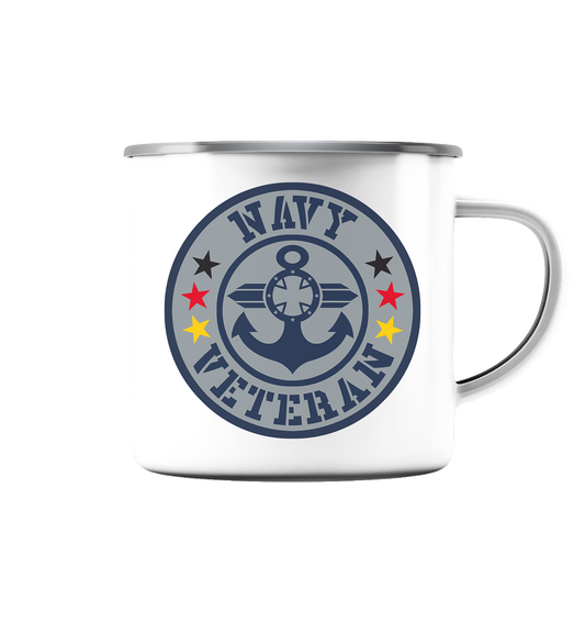 NAVY VETERAN Sterne - Emaille Tasse (Silber)