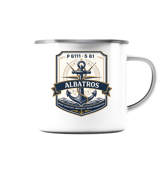 P6111 S61 ALBATROS - Emaille Tasse (Silber)