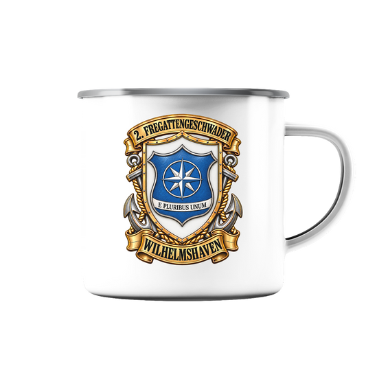 Wappen 2. Fregattengeschwader - Wilhelmshaven - Emaille Tasse (Silber)