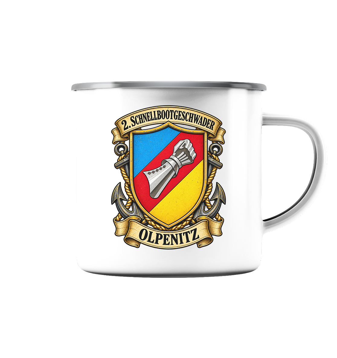 Wappen 2. Schnellbootgeschwader - Olpenitz - Emaille Tasse (Silber)
