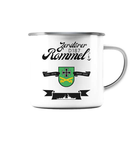 Zerstörer D187 ROMMEL EST. 1970 - Emaille Tasse (Silber)