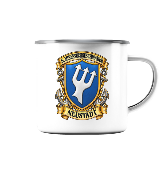 Wappen 5. Minensuchgeschwader - NEUSTADT - Emaille Tasse (Silber)