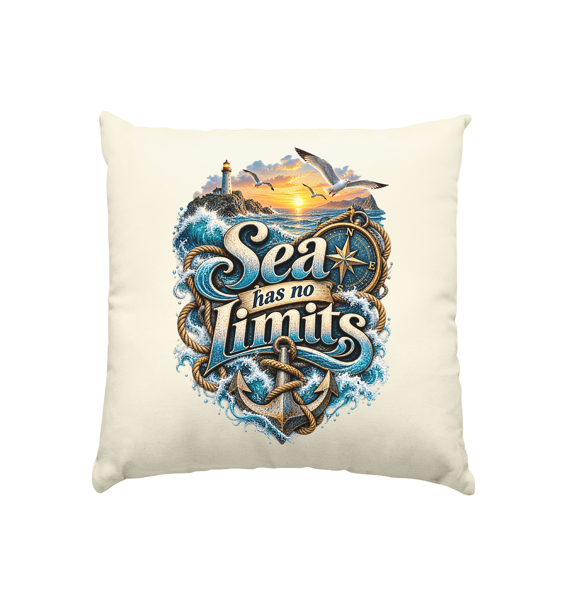 Sea has no Limits - Kissen natur 40x40cm