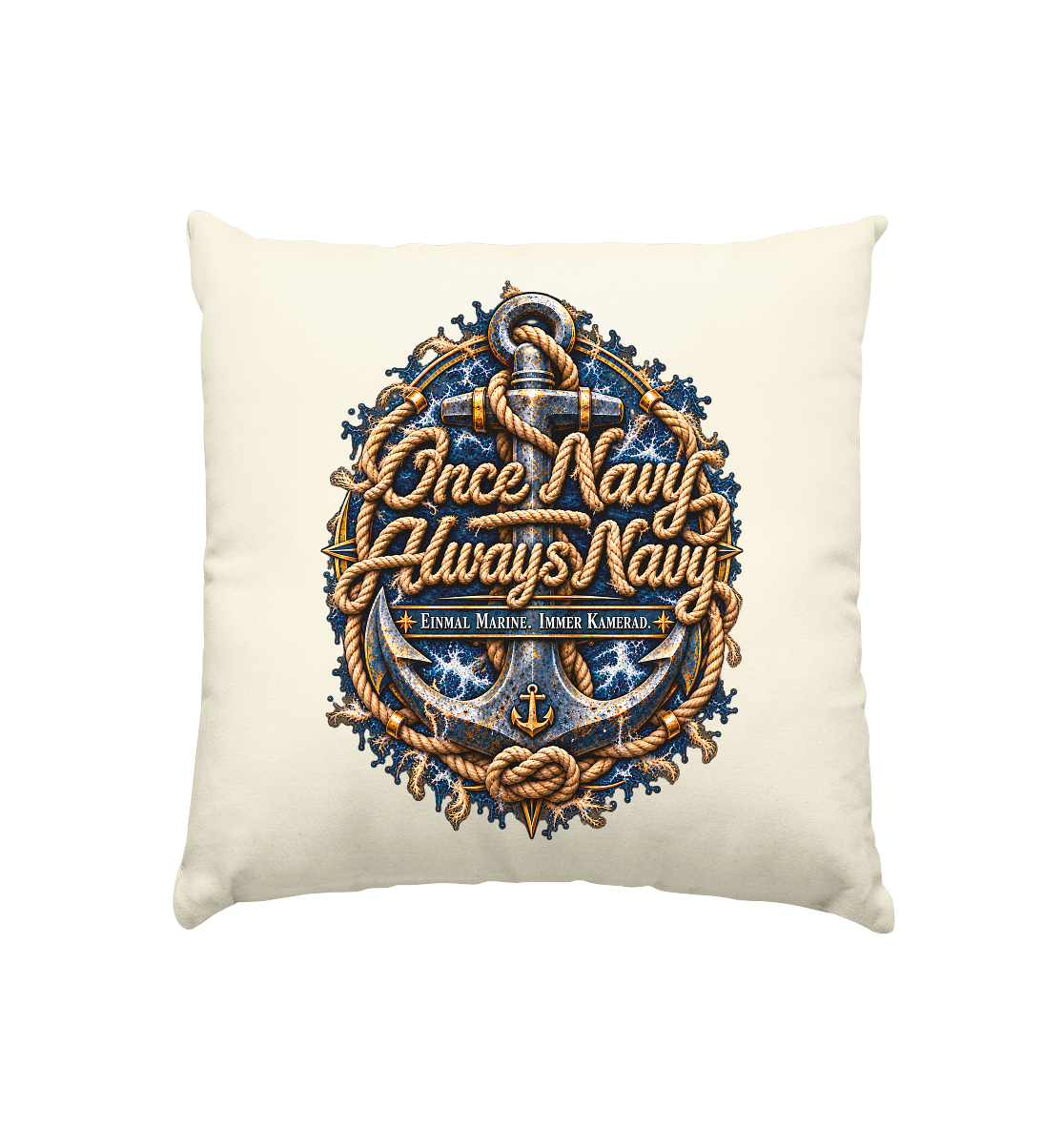 Once Navy - Always Navy - Kissen natur 40x40cm