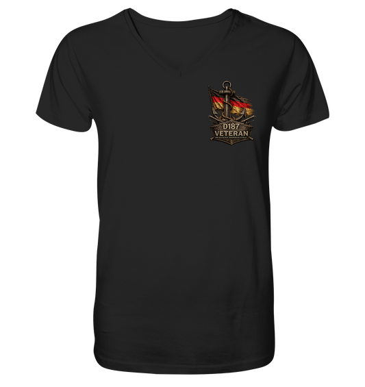 Veteran D187  Flagge Brustlogo - Mens Organic V-Neck Shirt