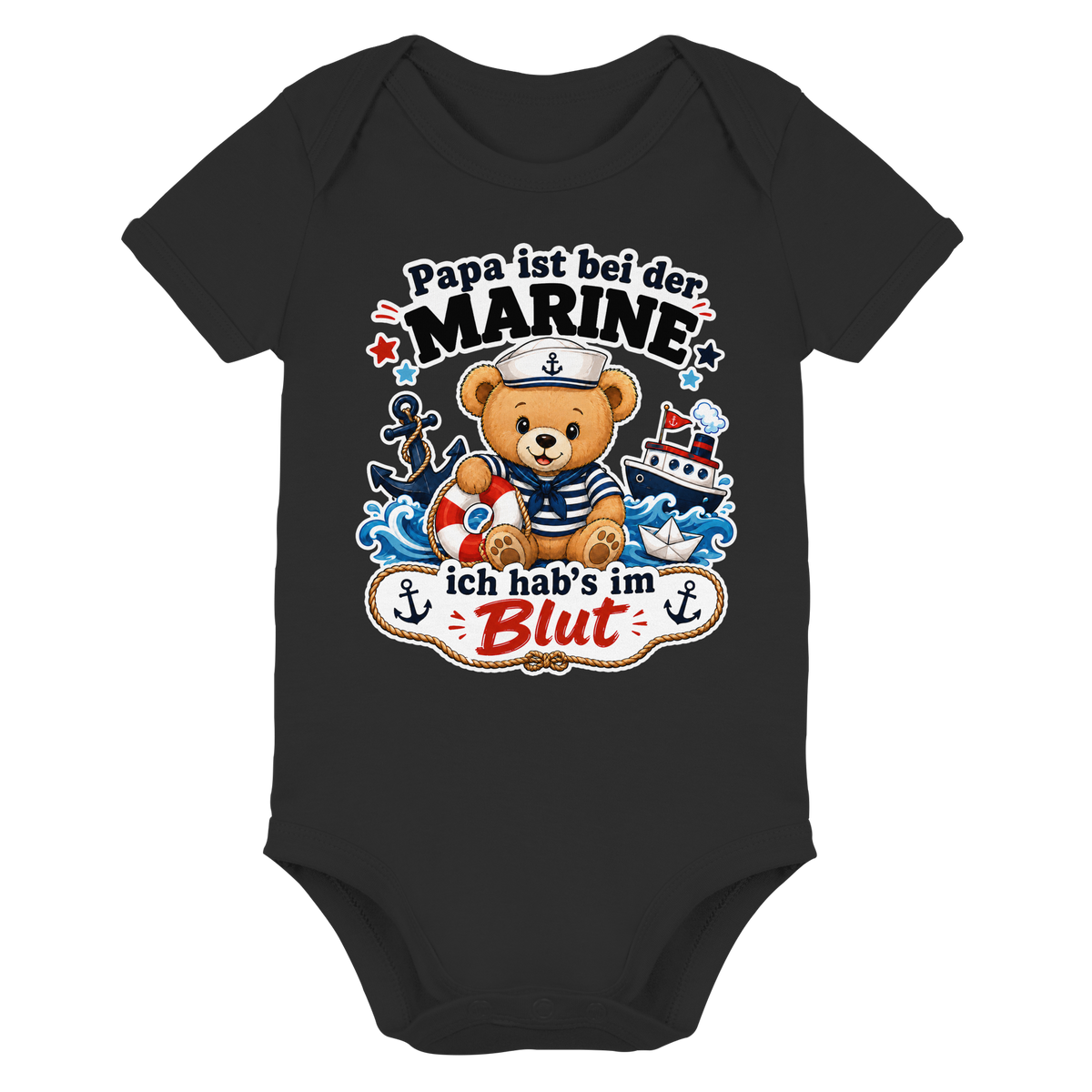 Papa ist bei der Marine – ich hab’s im Blut - Organic Baby Bodysuit