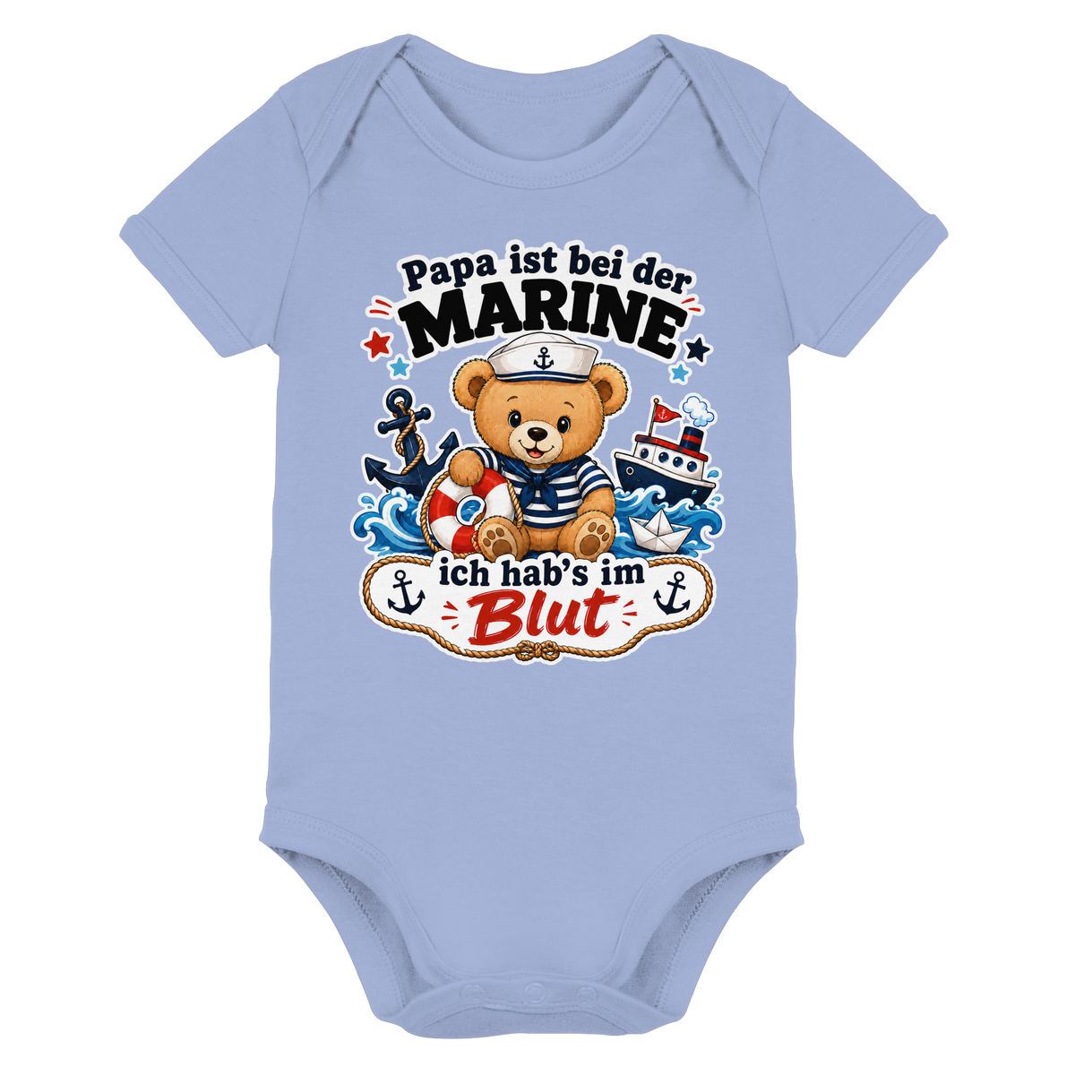 Papa ist bei der Marine – ich hab’s im Blut - Organic Baby Bodysuit